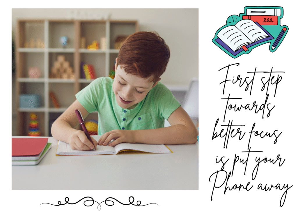A boy studying with focus