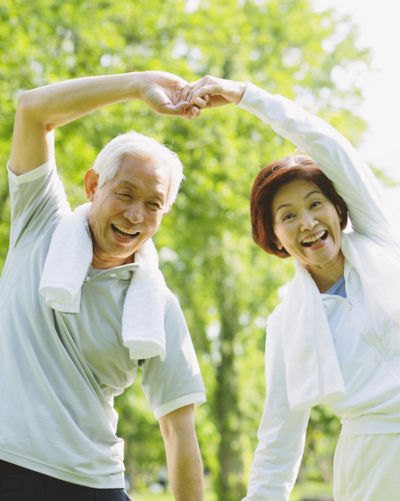 Happy old couples
