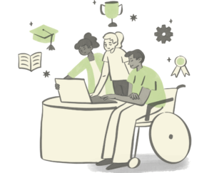 Illustration showing daily habits that help manage work stress and support mental well-being