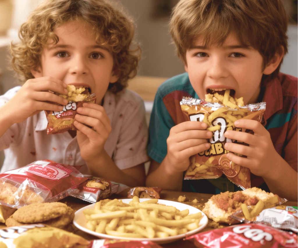 Graphic listing common unhealthy eating habits in children